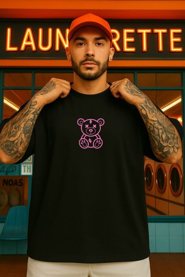 Neon Stitch Oversized T-Shirt - Black