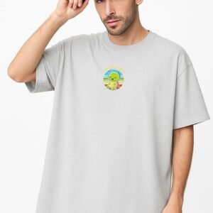 Tropic Chill' Gray Oversized T-Shirt