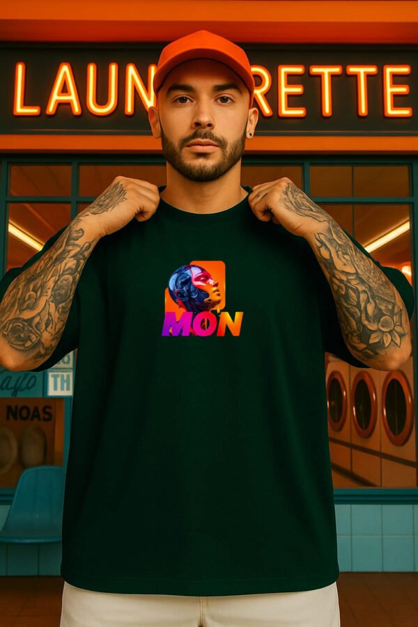 Neon Stitch Oversized T-Shirt - Black