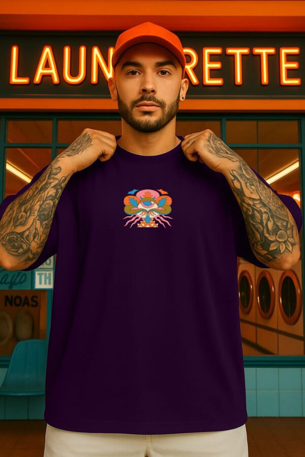 Neon Stitch Oversized T-Shirt - Black