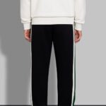 StrideX Men’s Black Track Pants with White & Green Side Stripes | Stylish Sports & Casual Wear