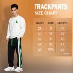StrideX Men’s Black Track Pants with White & Green Side Stripes | Stylish Sports & Casual Wear