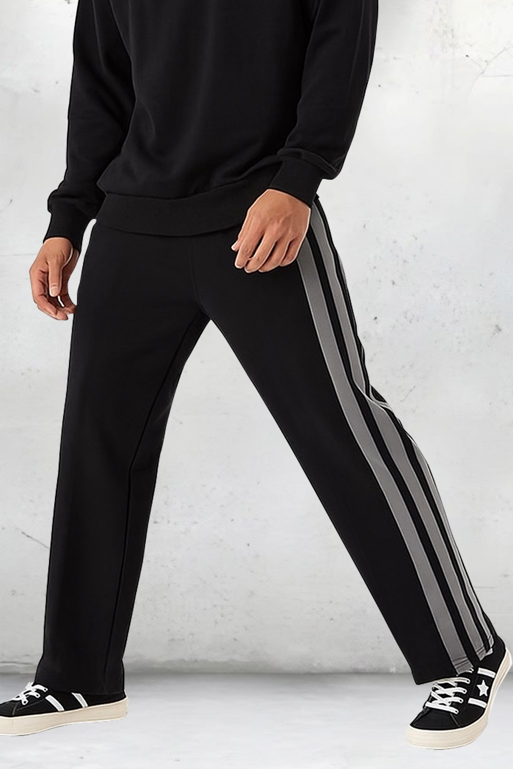 AthliQ Men’s Black Track Pants with Green Drawstring & Dual Side Stripes | Sports & Casual Wea