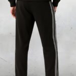 AthliQ Men’s Black Track Pants with Green Drawstring & Dual Side Stripes | Sports & Casual Wea