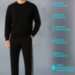 AthliQ Men’s Black Track Pants with Green Drawstring & Dual Side Stripes | Sports & Casual Wea