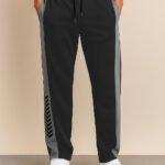 Men's black track pants with stripes ya Men's side-striped Trackpant