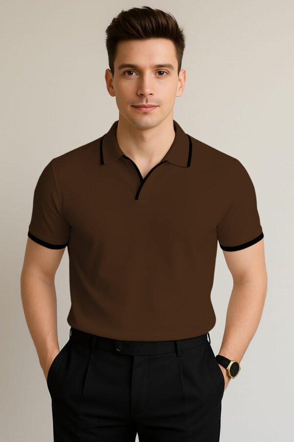 Executive Piped Trim Polo - Ivory & Black Classic
