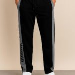 Men's black track pants with stripes ya Men's side-striped Trackpant