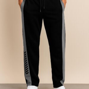 Men's black track pants with stripes ya Men's side-striped Trackpant