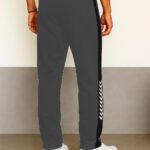 Men's black track pants with stripes ya Men's side-striped Trackpant