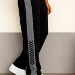 Men's black track pants with stripes ya Men's side-striped Trackpant