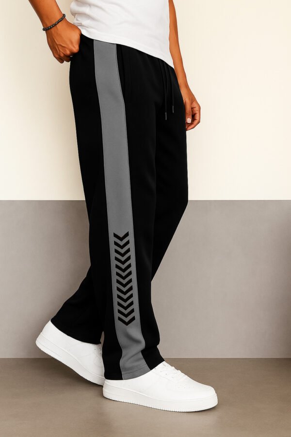 Men's black track pants with stripes ya Men's side-striped Trackpant