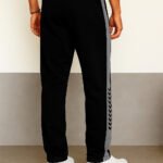 Men's black track pants with stripes ya Men's side-striped Trackpant